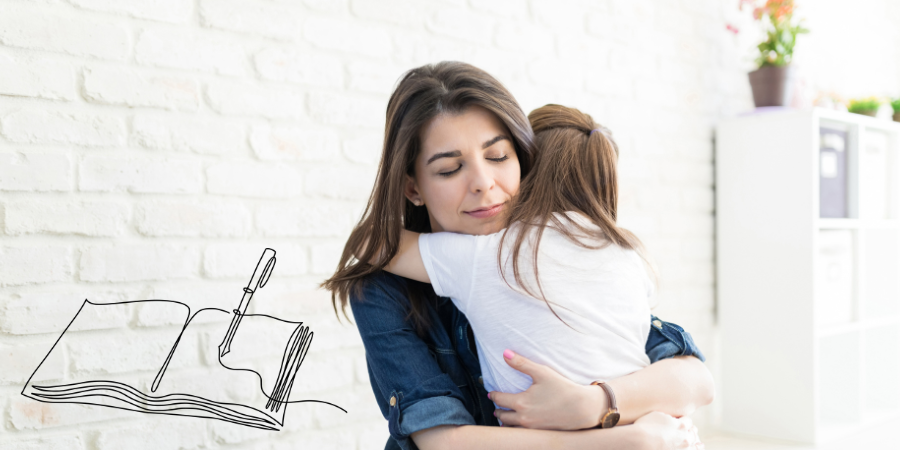 Mother hugging her child, symbolising family protection and life insurance.